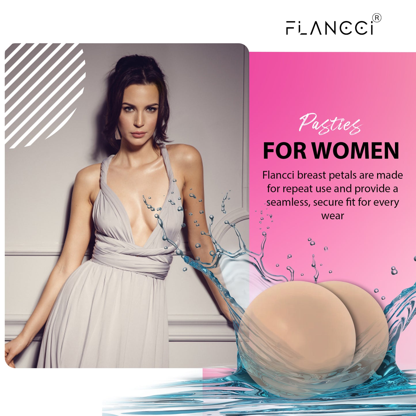 Nipple Cover Silicone Nipple Pasties for Women, Pasties Nipple Covers Sticky Boobs, Reusable Waterproof Breast Petals Nippies lift Cups, Adhesive Silicone Breast Pasties Invisible Bra (One-Pair)