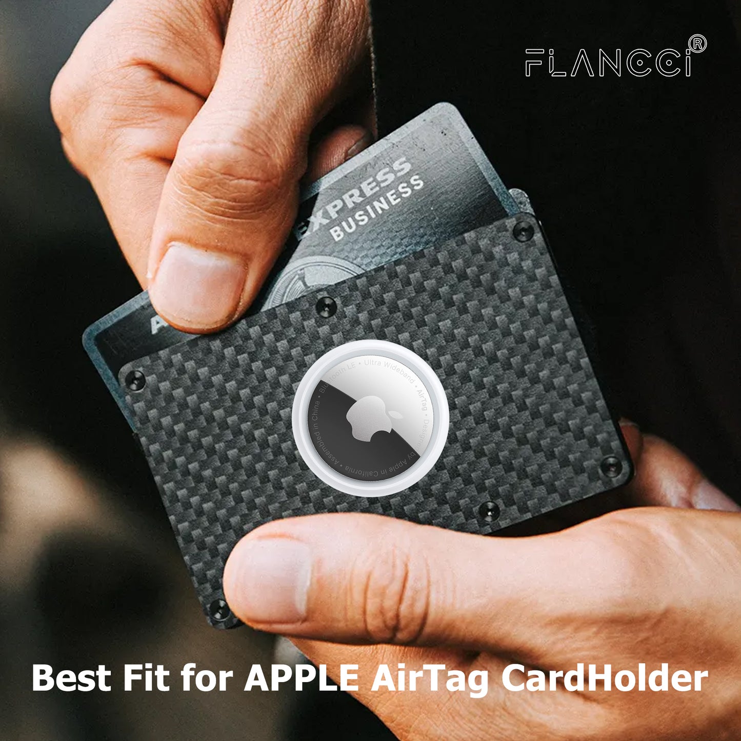 Airtag Wallet for Men Black with Money Clip - FLANCCI