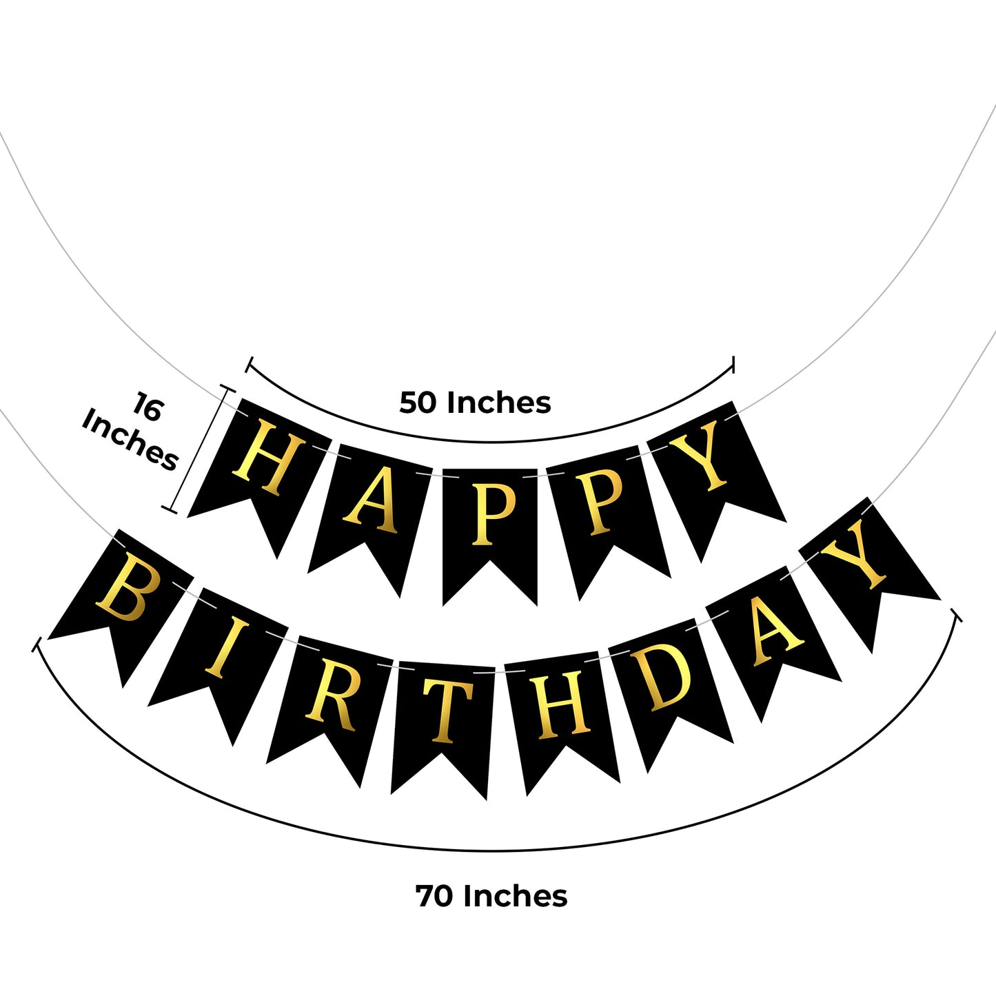 Happy Birthday Banner Backdrop Black - FLANCCI