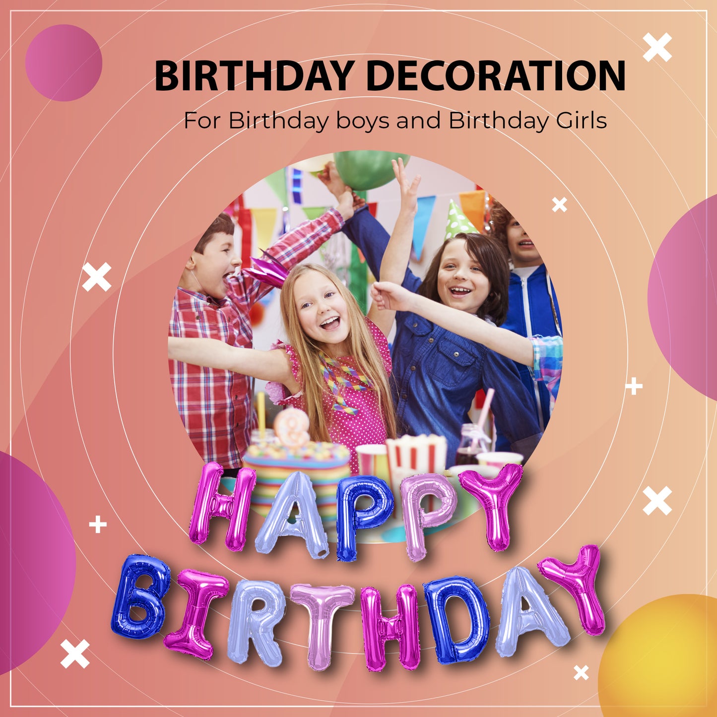 Happy Birthday Banner 3D Baloon (3D Purple) - FLANCCI