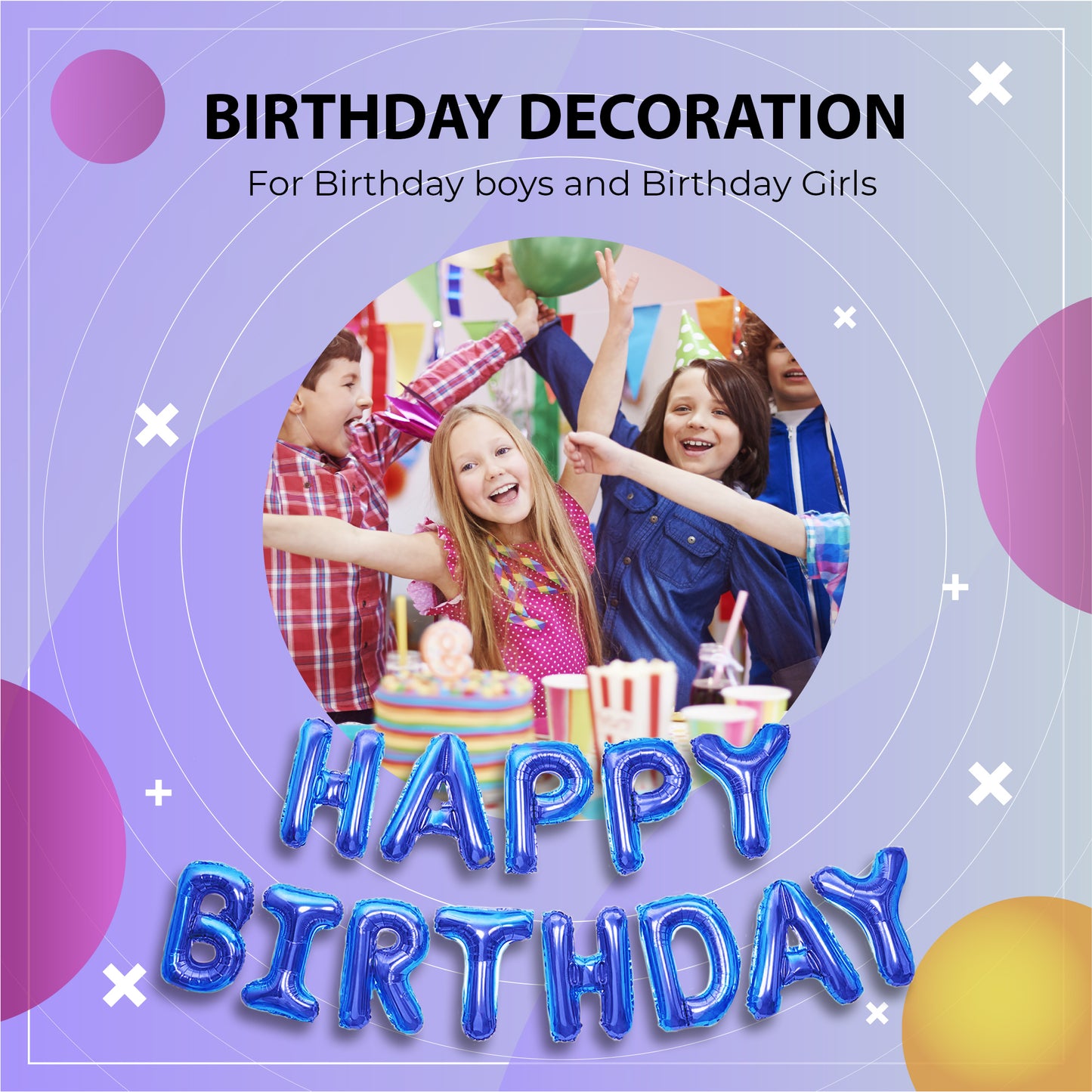 Happy Birthday Banner 3D Baloon (3D Navy) - FLANCCI