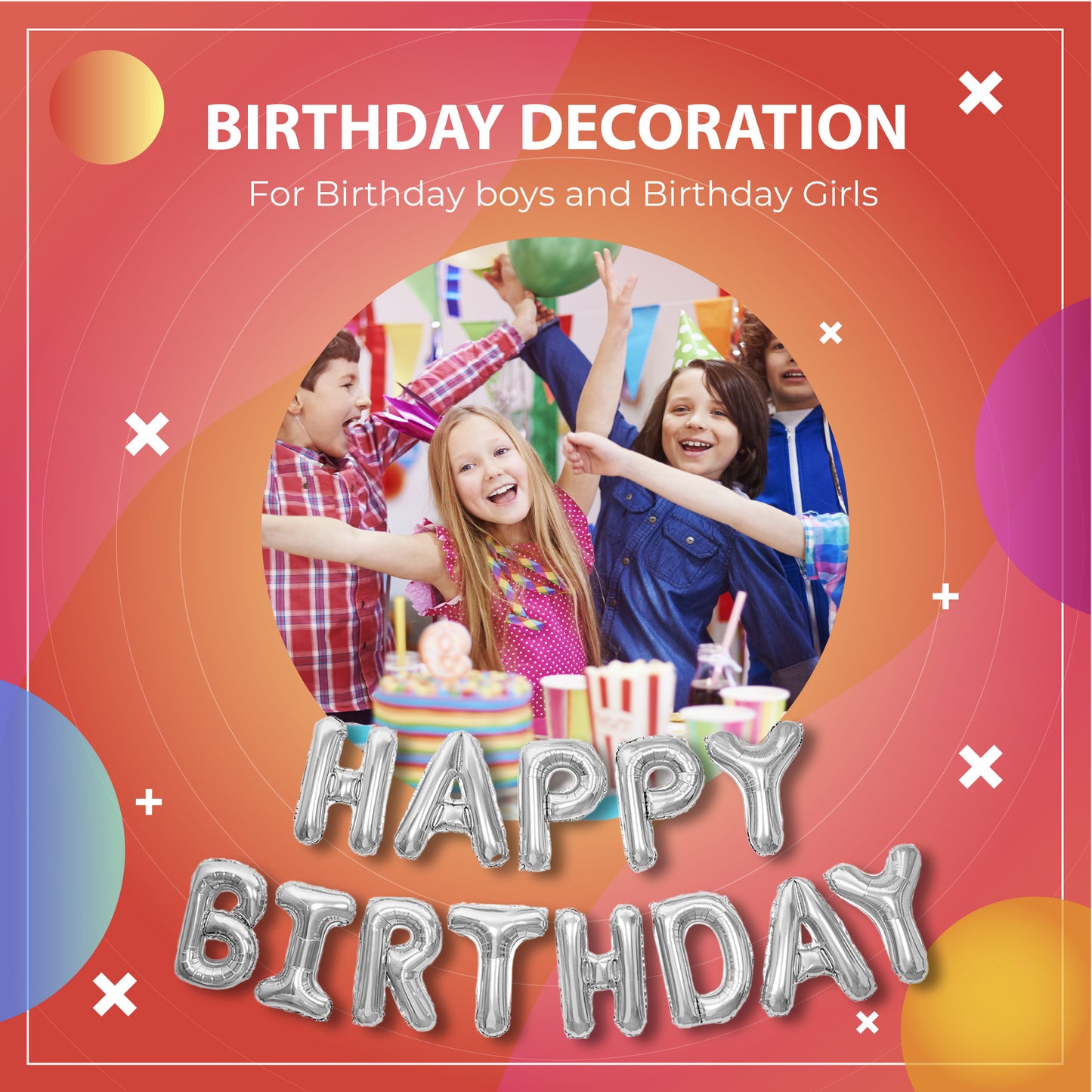 Happy Birthday Banner 3D Balloon (3D Silver) - FLANCCI