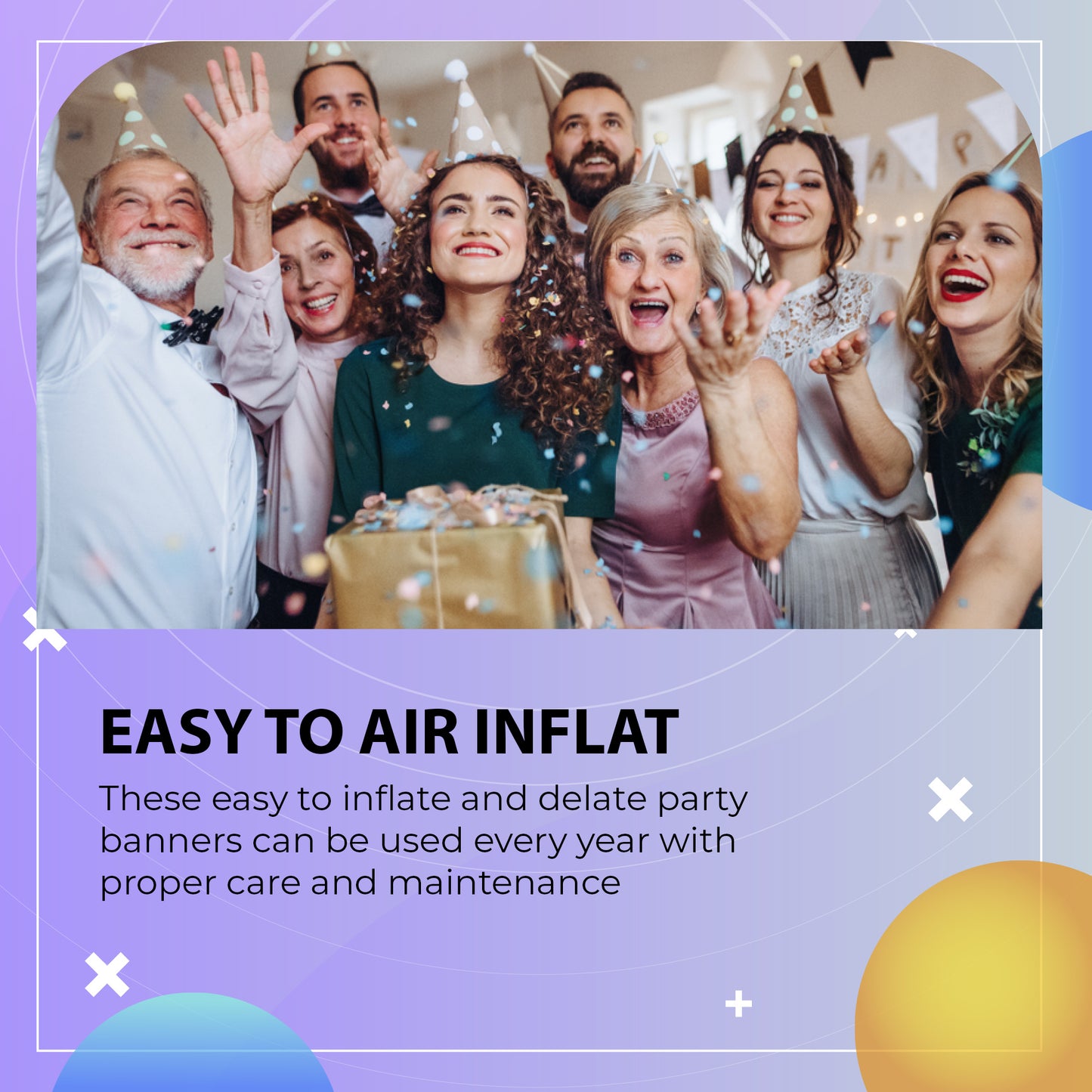 Happy Birthday Banner 3D Baloon (3D Navy) - FLANCCI