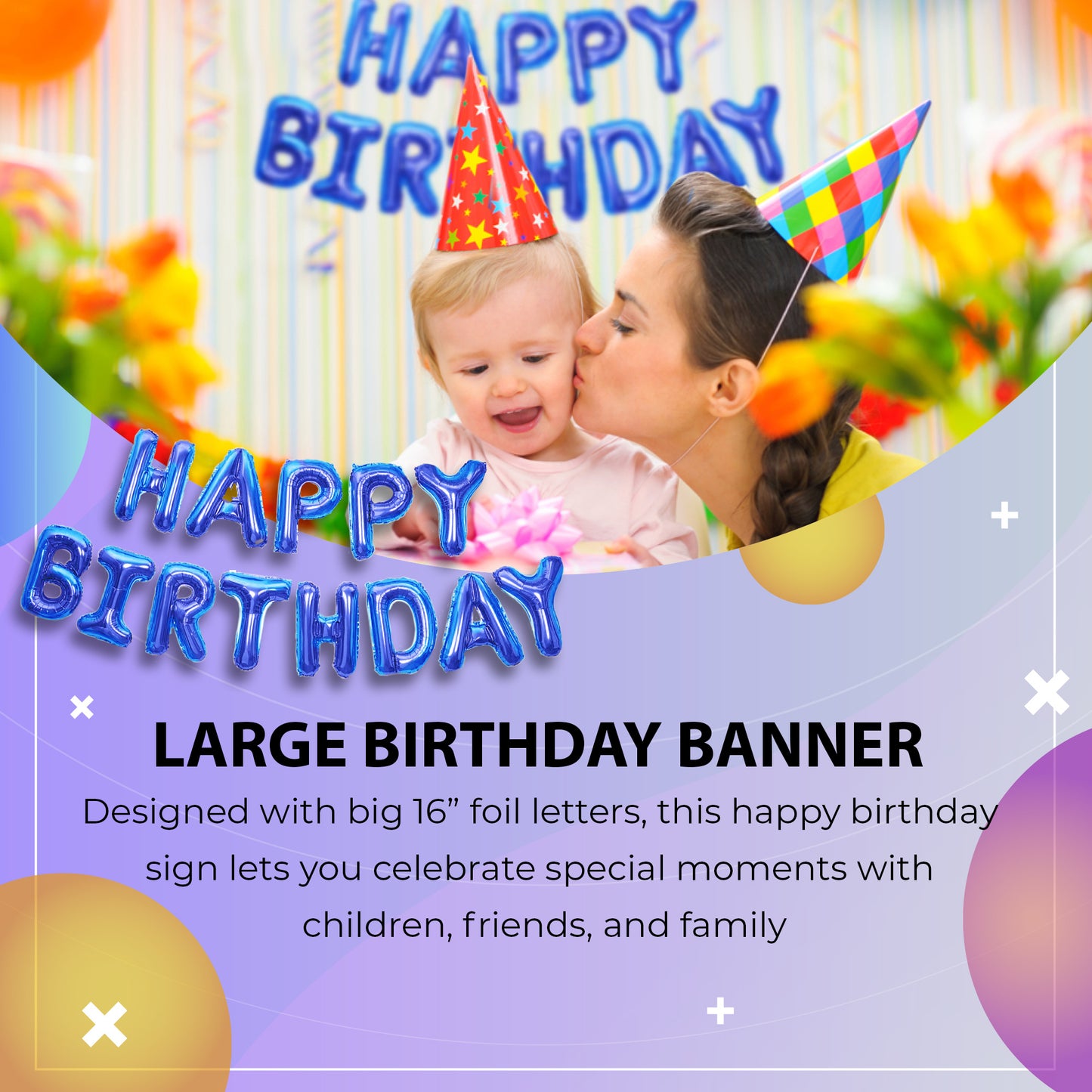 Happy Birthday Banner 3D Baloon (3D Navy) - FLANCCI