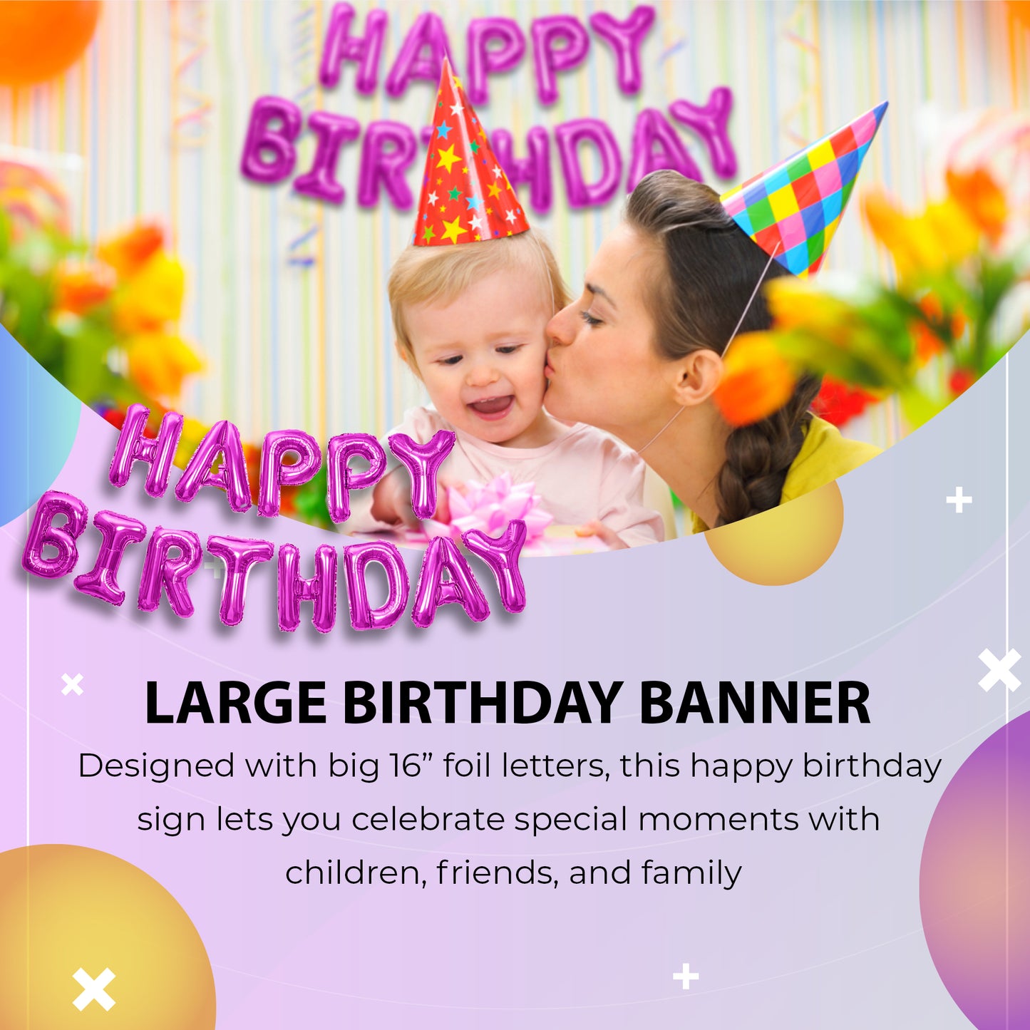 Happy Birthday Banner 3D Baloon (3D Pink) - FLANCCI