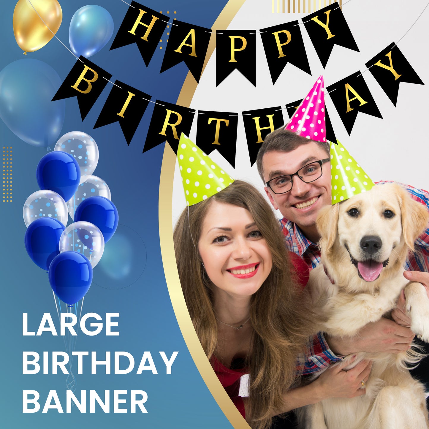 Happy Birthday Banner Backdrop Black - FLANCCI