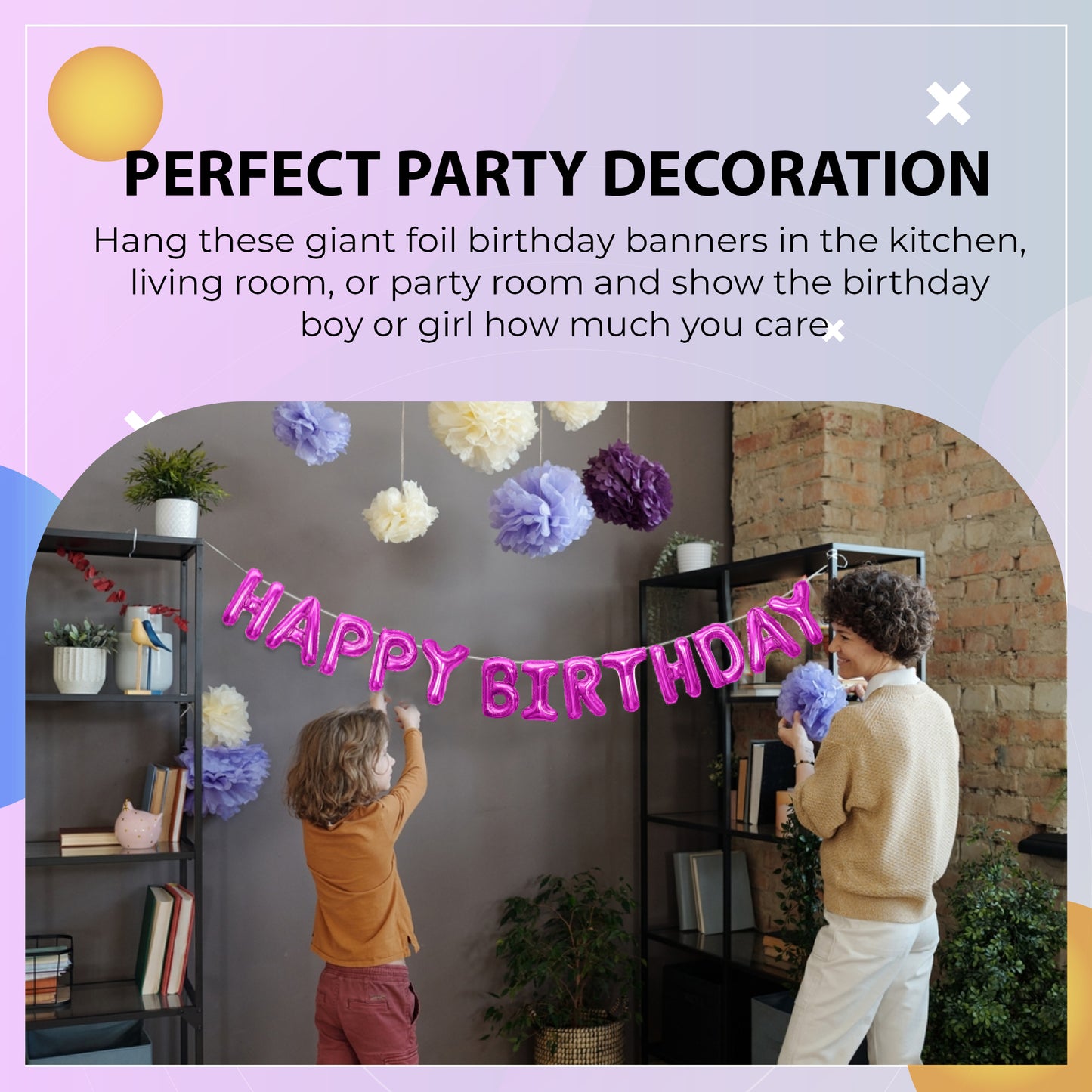 Happy Birthday Banner 3D Baloon (3D Pink) - FLANCCI