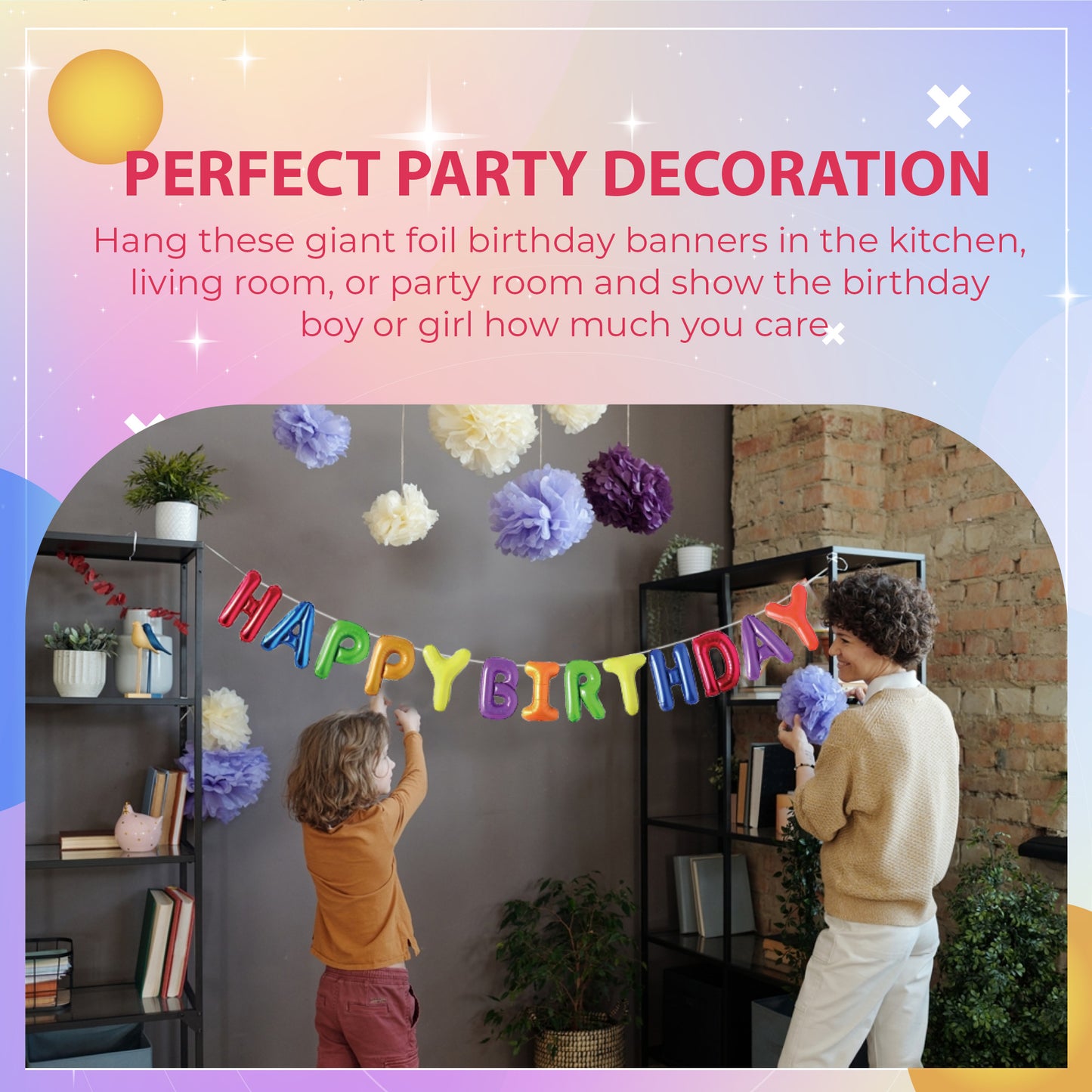 Happy Birthday Banner 3D Balloon (3D Rainbow) - FLANCCI