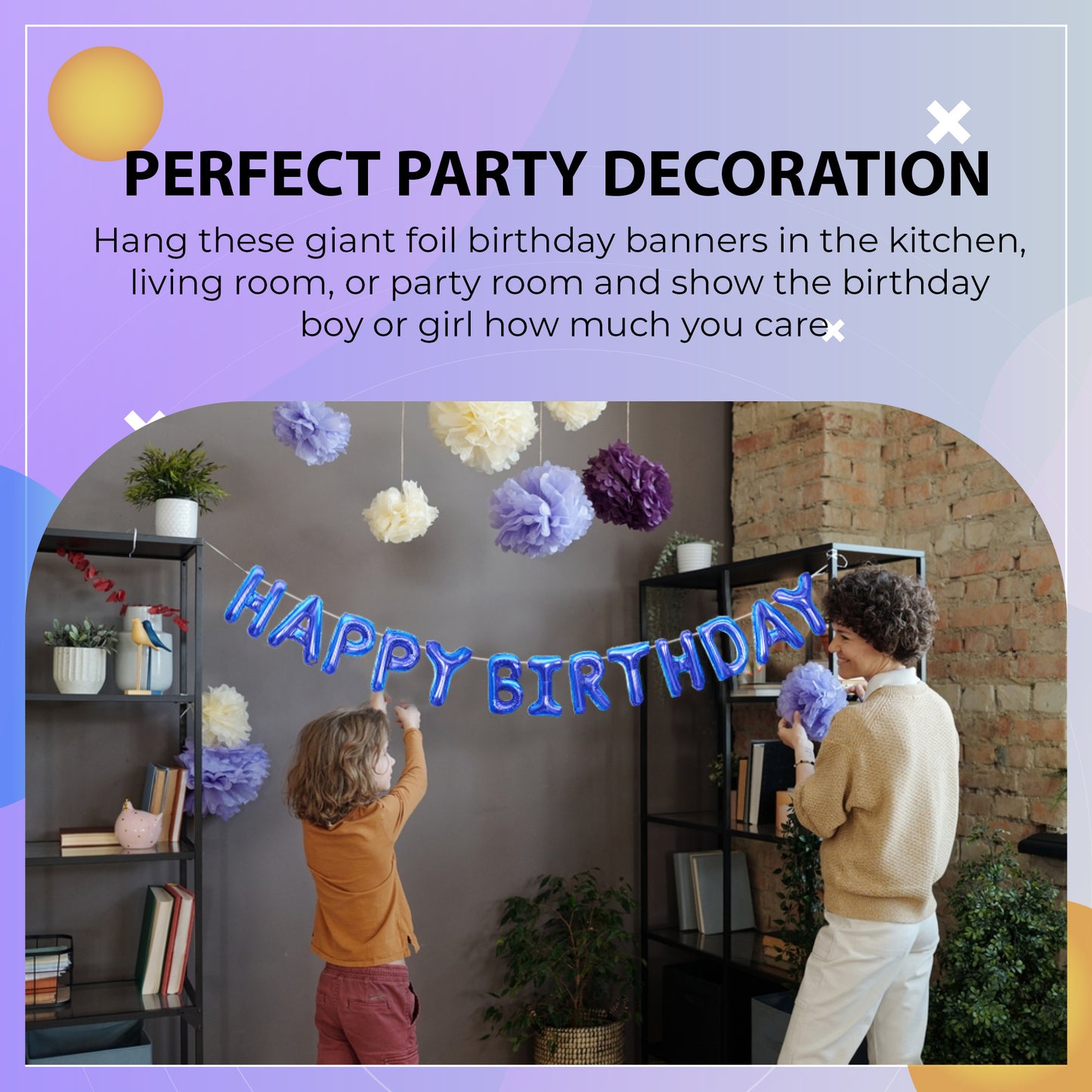 Happy Birthday Banner 3D Baloon (3D Navy) - FLANCCI