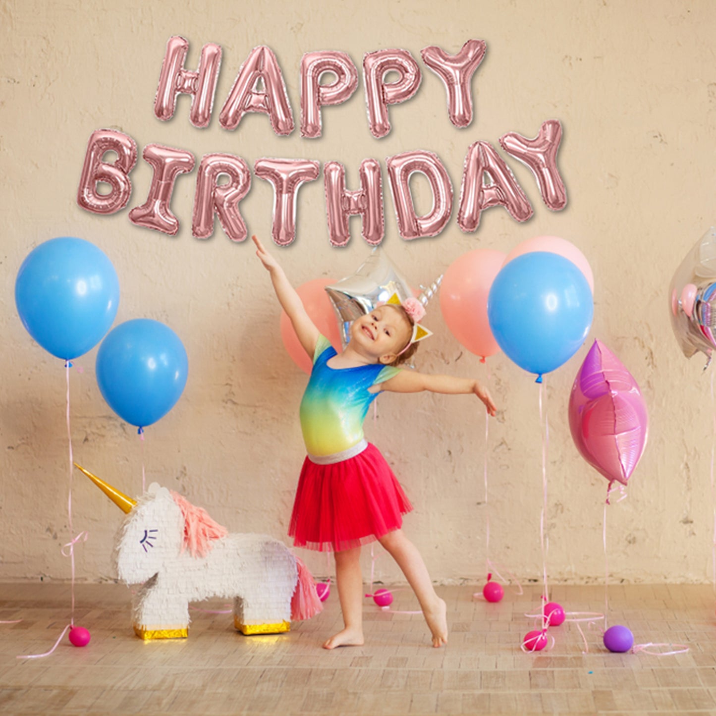 Happy Birthday Banner 3D Balloon (3D Bronze) - FLANCCI