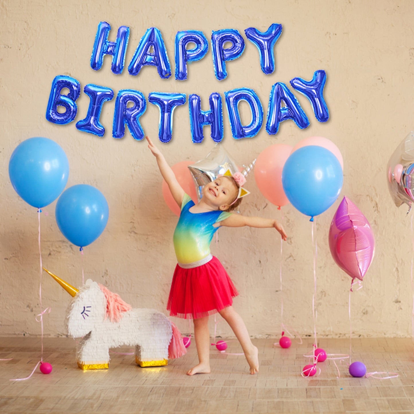 Happy Birthday Banner 3D Baloon (3D Navy) - FLANCCI