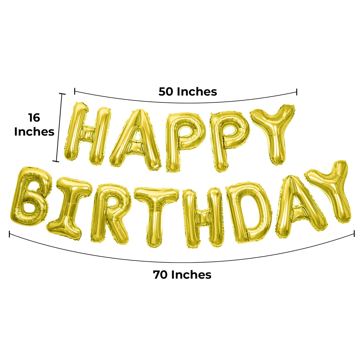 Happy Birthday Banner 3D Balloon (3D Gold) - FLANCCI