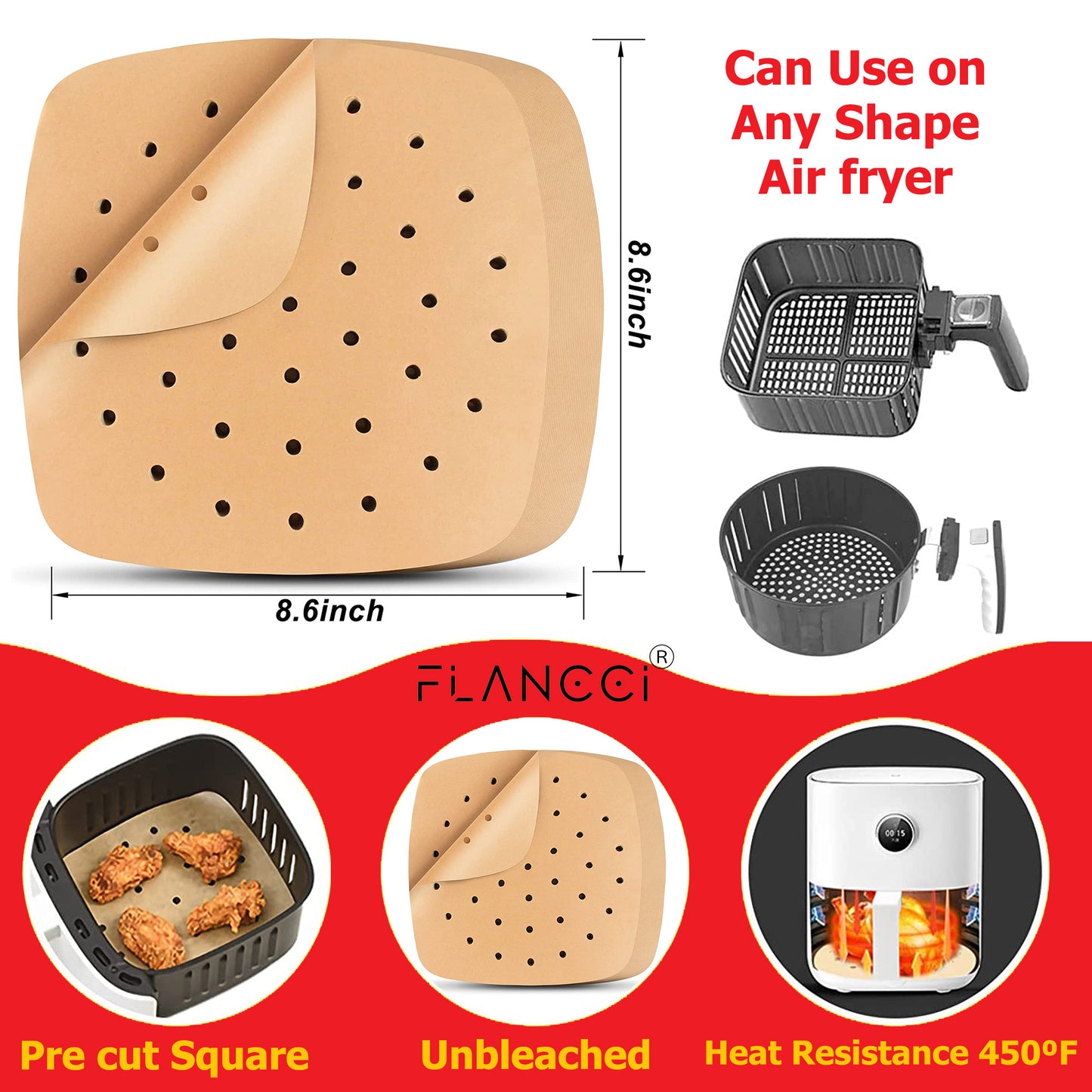 Air Fryer Liners Square Parchment Paper - FLANCCI