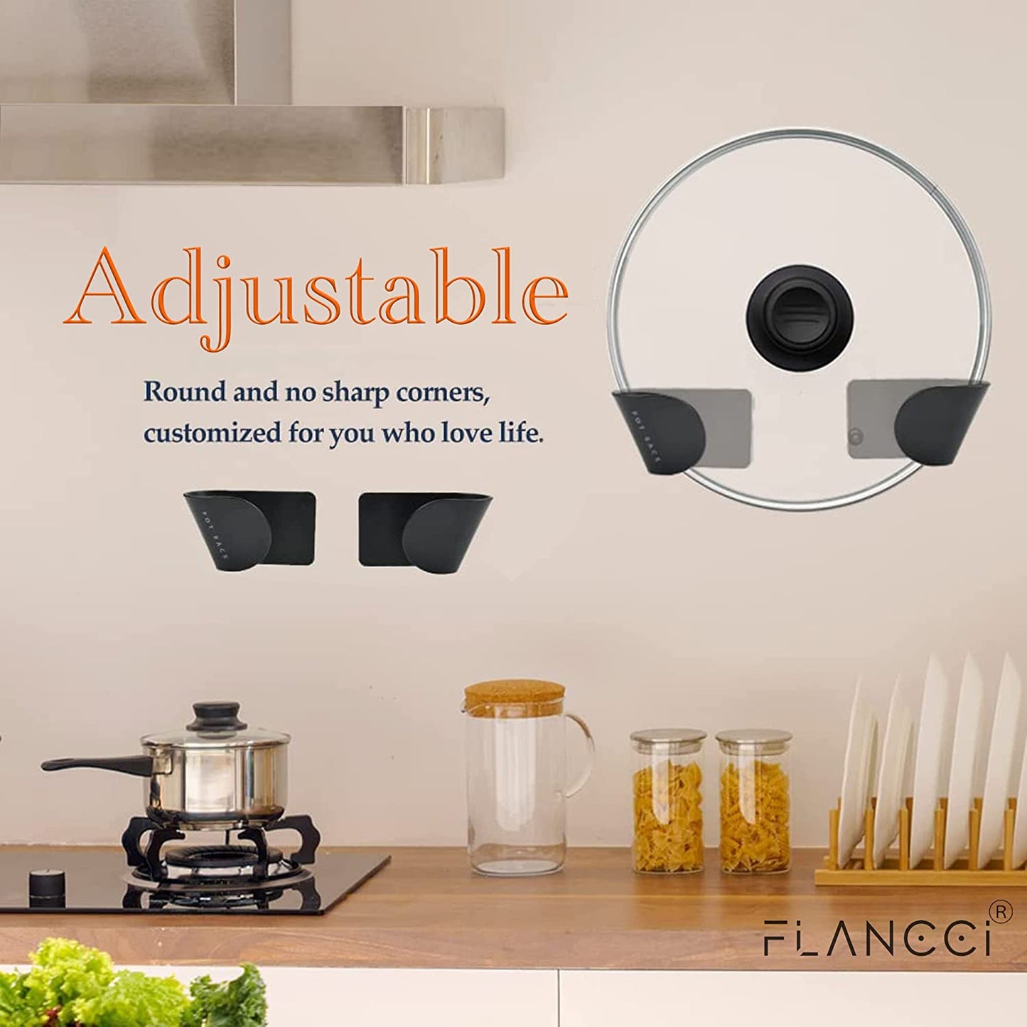 Adjustable Pot Lid Organizer Set of 6 Black - FLANCCI