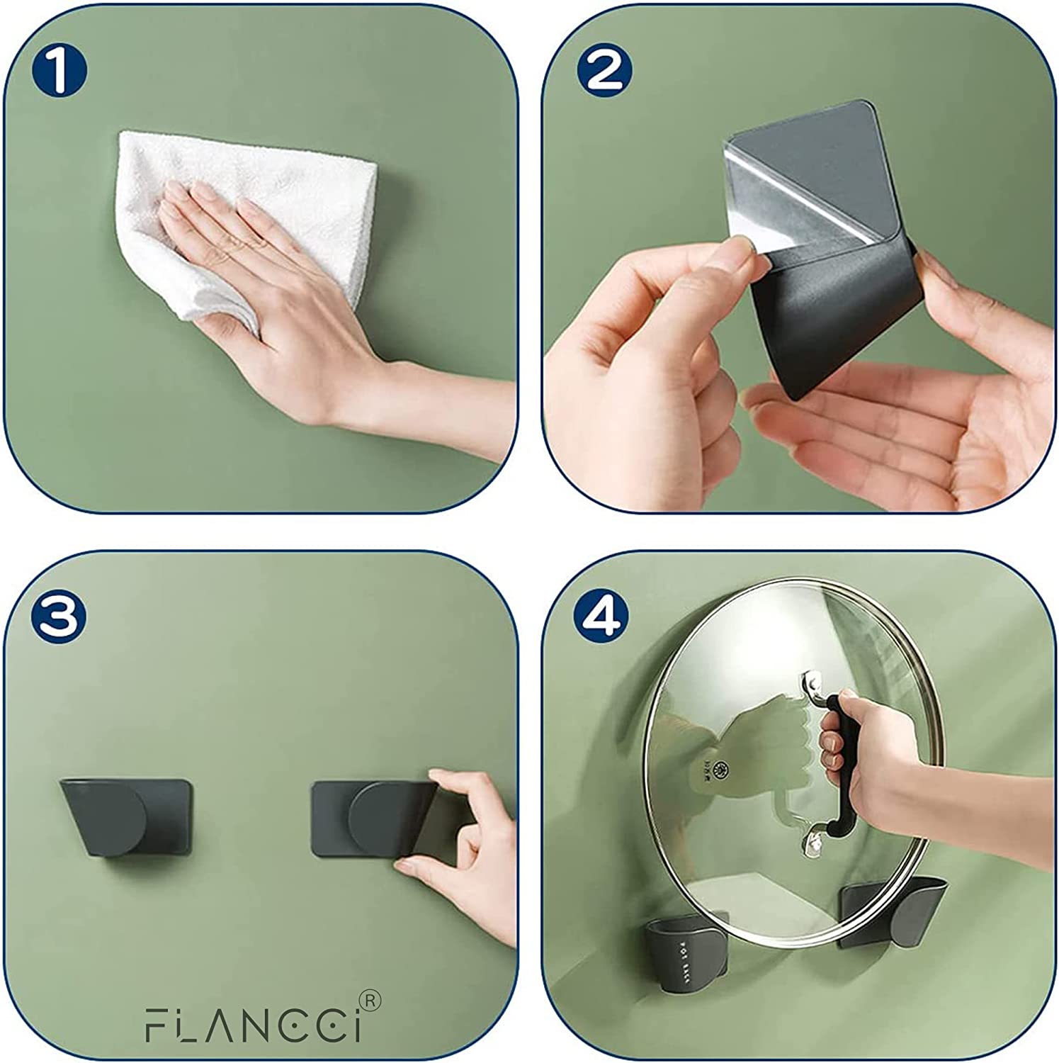 Adjustable Pot Lid Organizer Set of 6 Black - FLANCCI