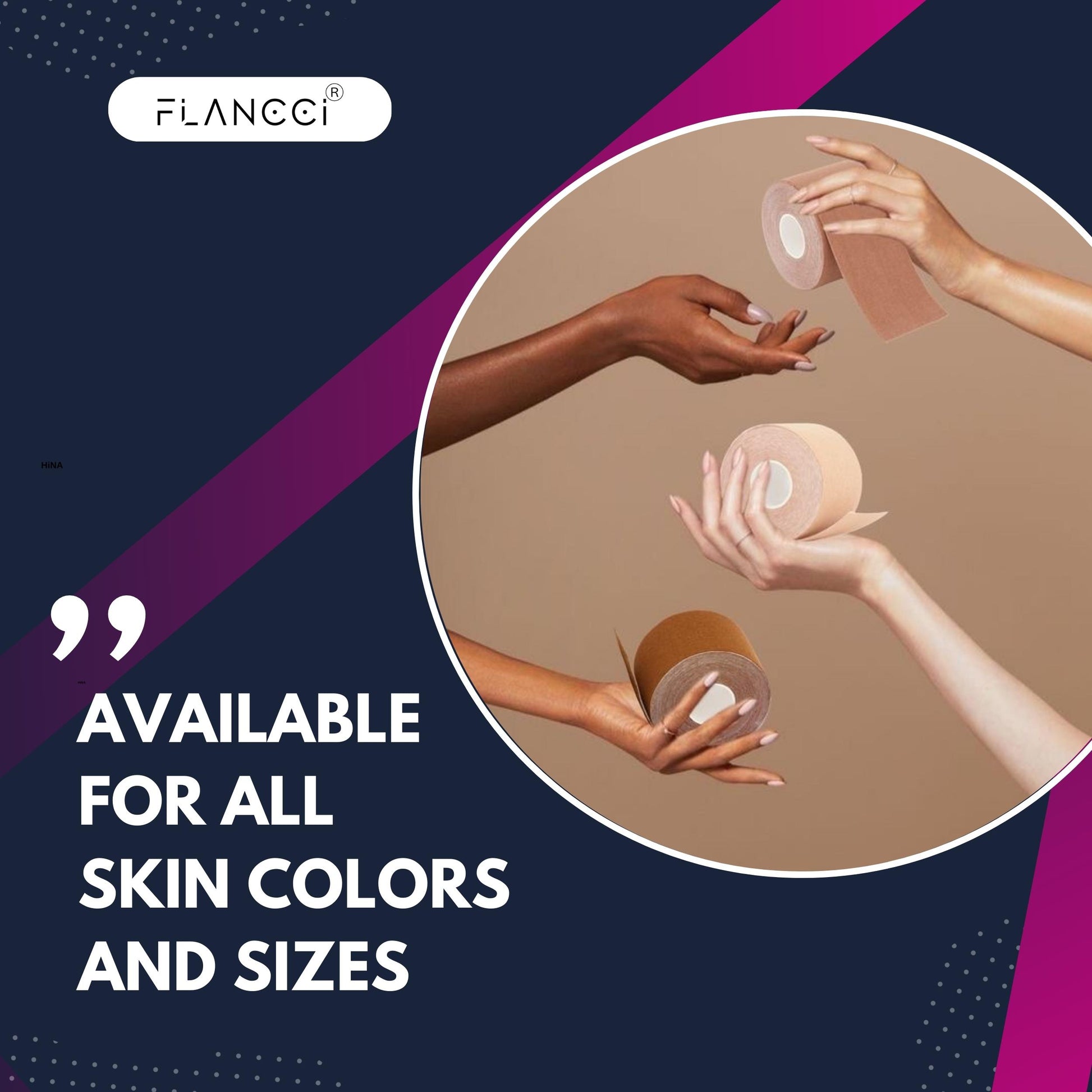 Boobytape for Breast Lift Plus Size Black with 2 pcs Nipple Covers (3” / Beige) - FLANCCI