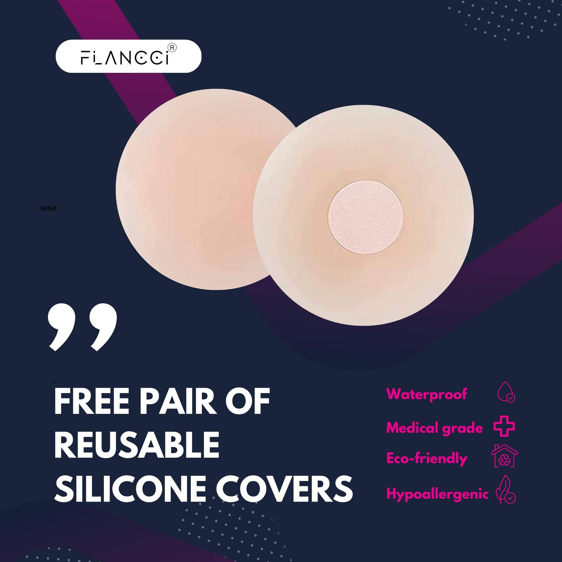 Boobytape for Breast Lift Plus Size Black with 2 pcs Nipple Covers (2” / Black) - FLANCCI