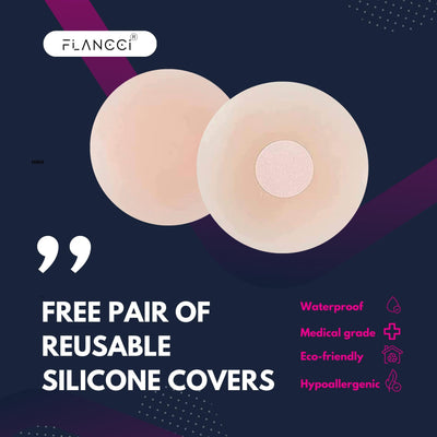 Boobytape for Breast Lift Plus Size Black with 2 pcs Nipple Covers (4” / Beige) - FLANCCI