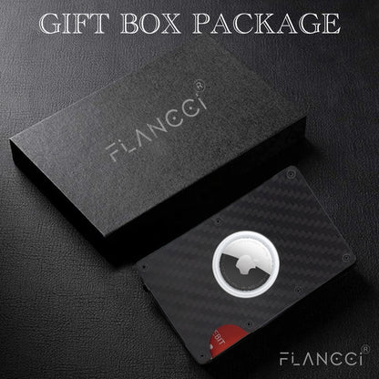 Airtag Wallet for Men Black with Money Clip - FLANCCI