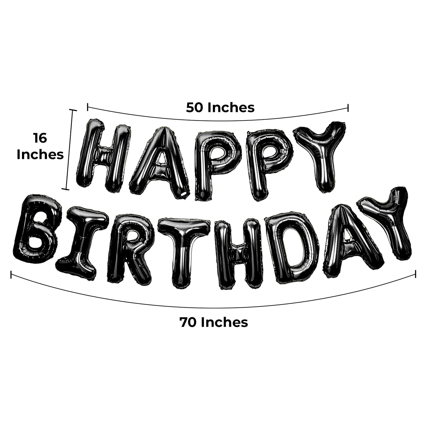 Happy Birthday Banner 3D Baloon (3D Black) - FLANCCI