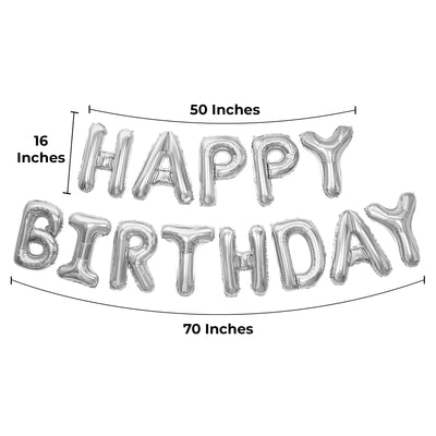 Happy Birthday Banner 3D Balloon (3D Silver) - FLANCCI