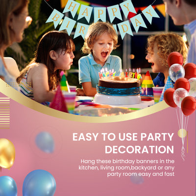 Happy Birthday Banner Backdrop Blue - FLANCCI