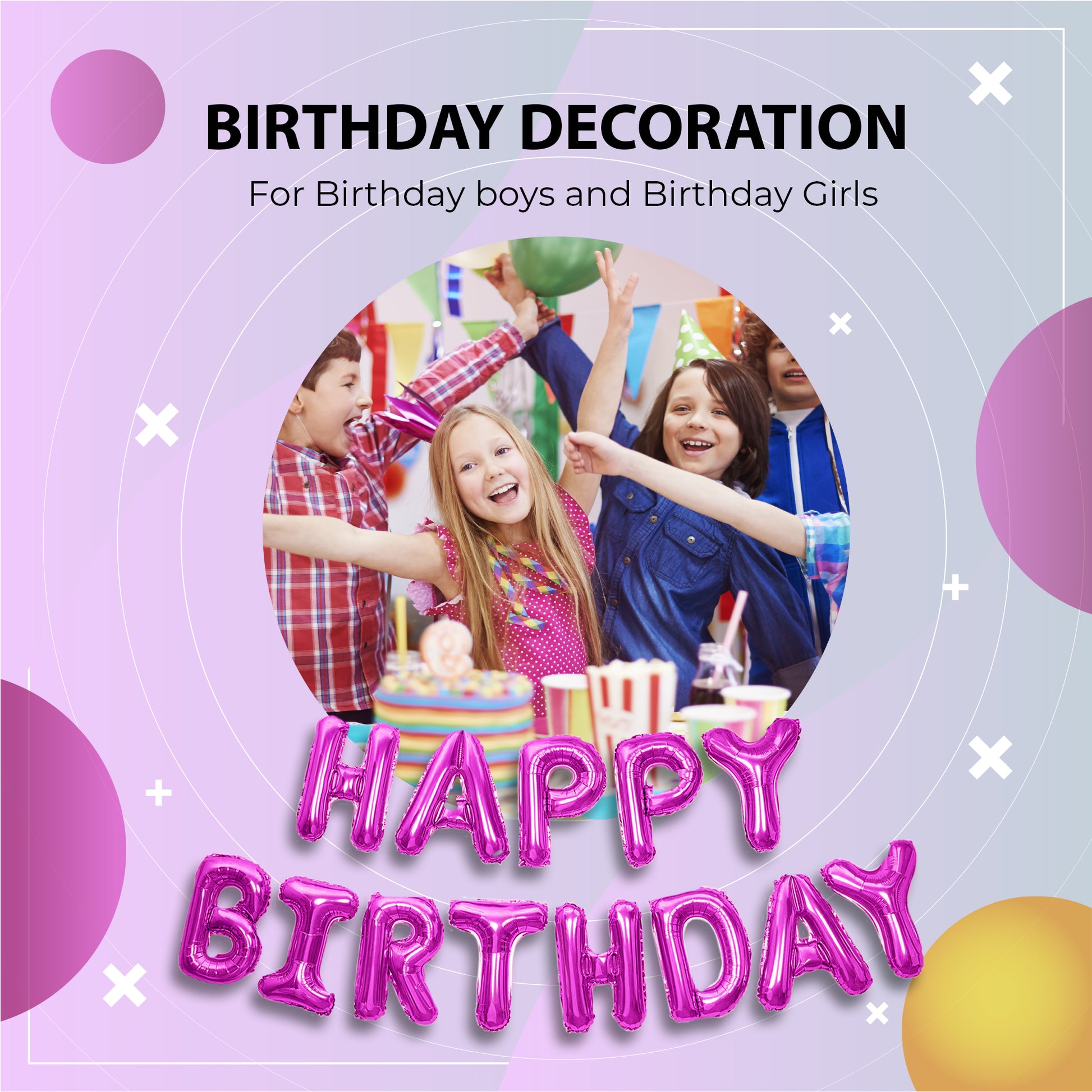 Happy Birthday Banner 3D Baloon (3D Pink) - FLANCCI