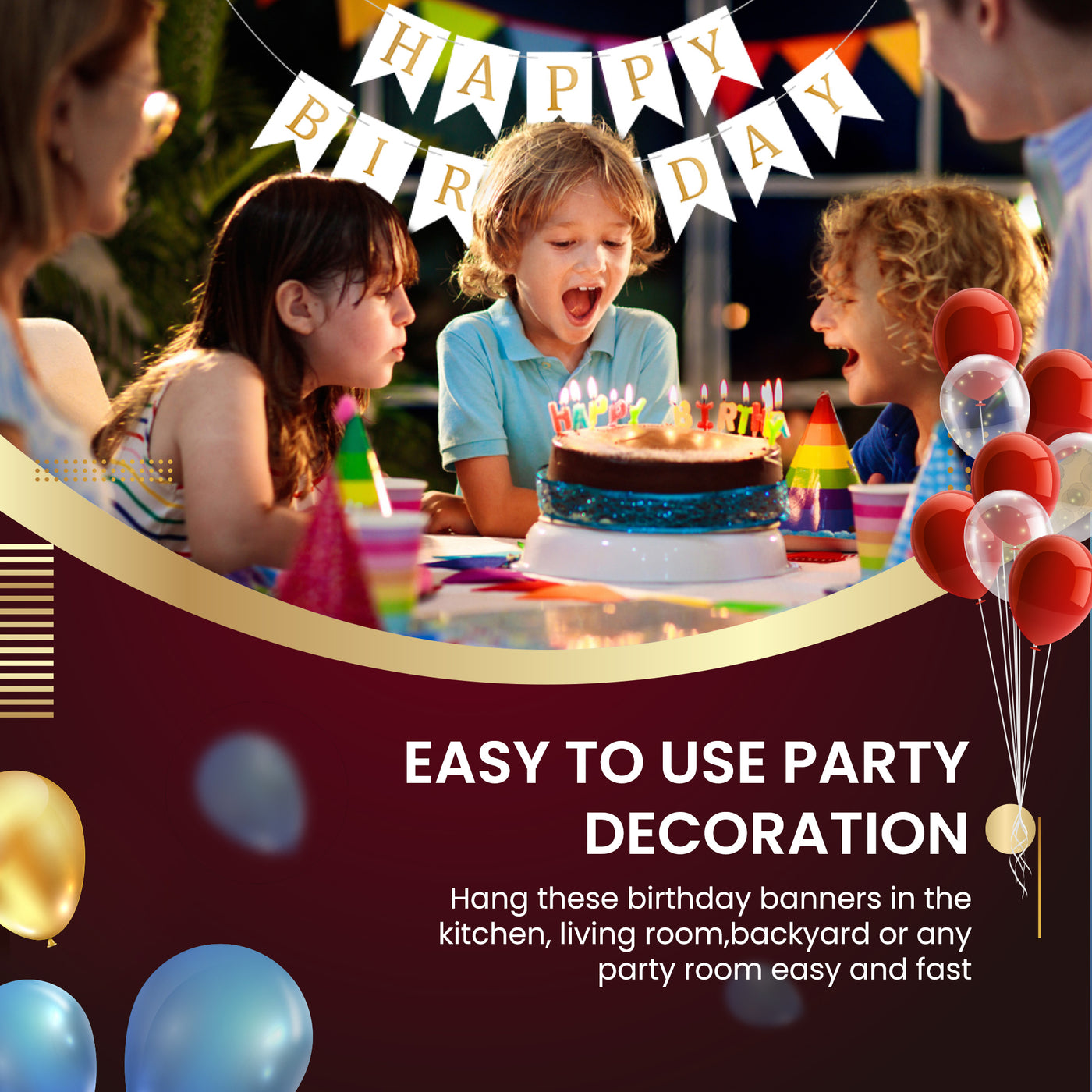 Happy Birthday Banner Backdrop White - FLANCCI