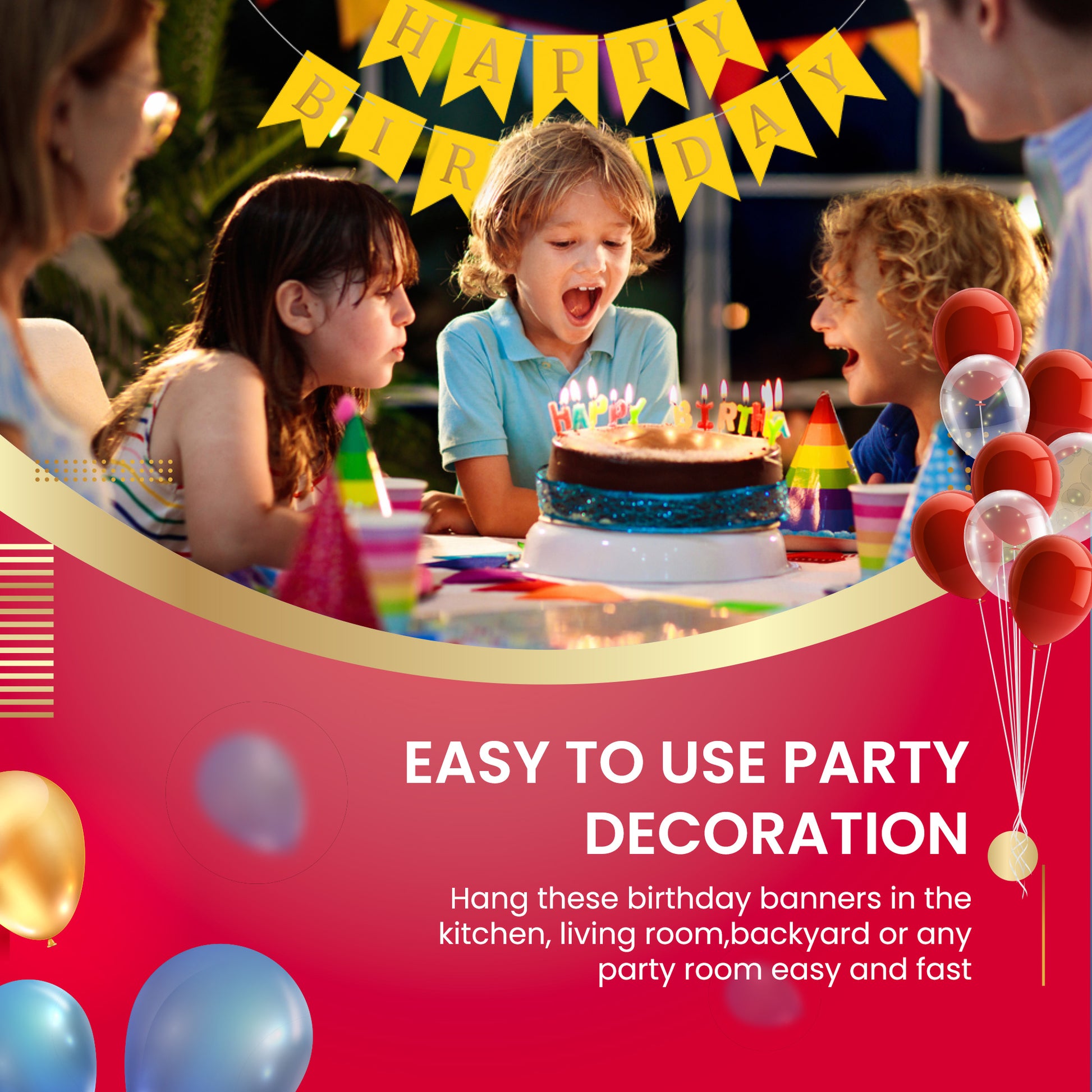 Happy Birthday Banner Backdrop Yellow - FLANCCI