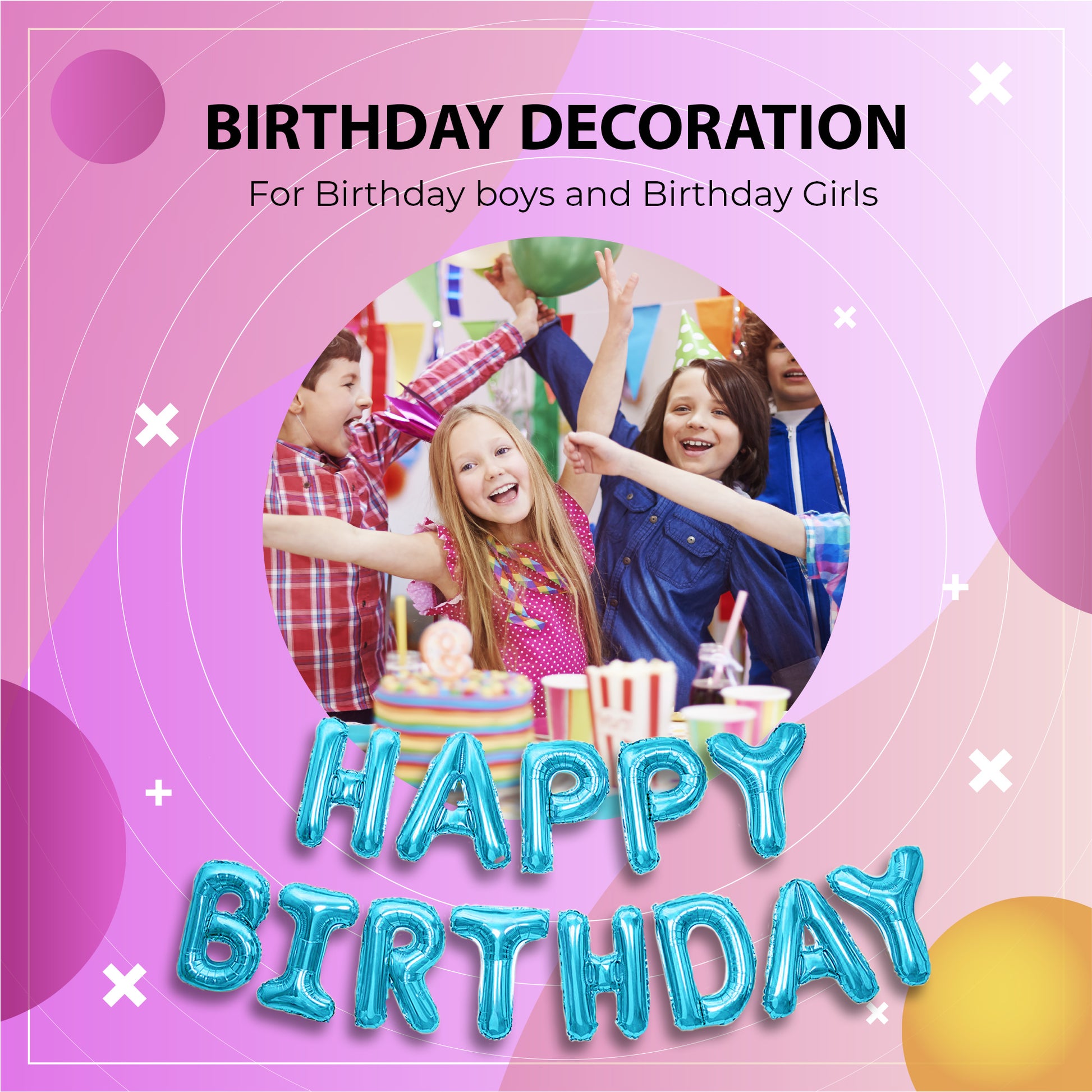 Happy Birthday Banner 3D Balloon (3D Blue) - FLANCCI