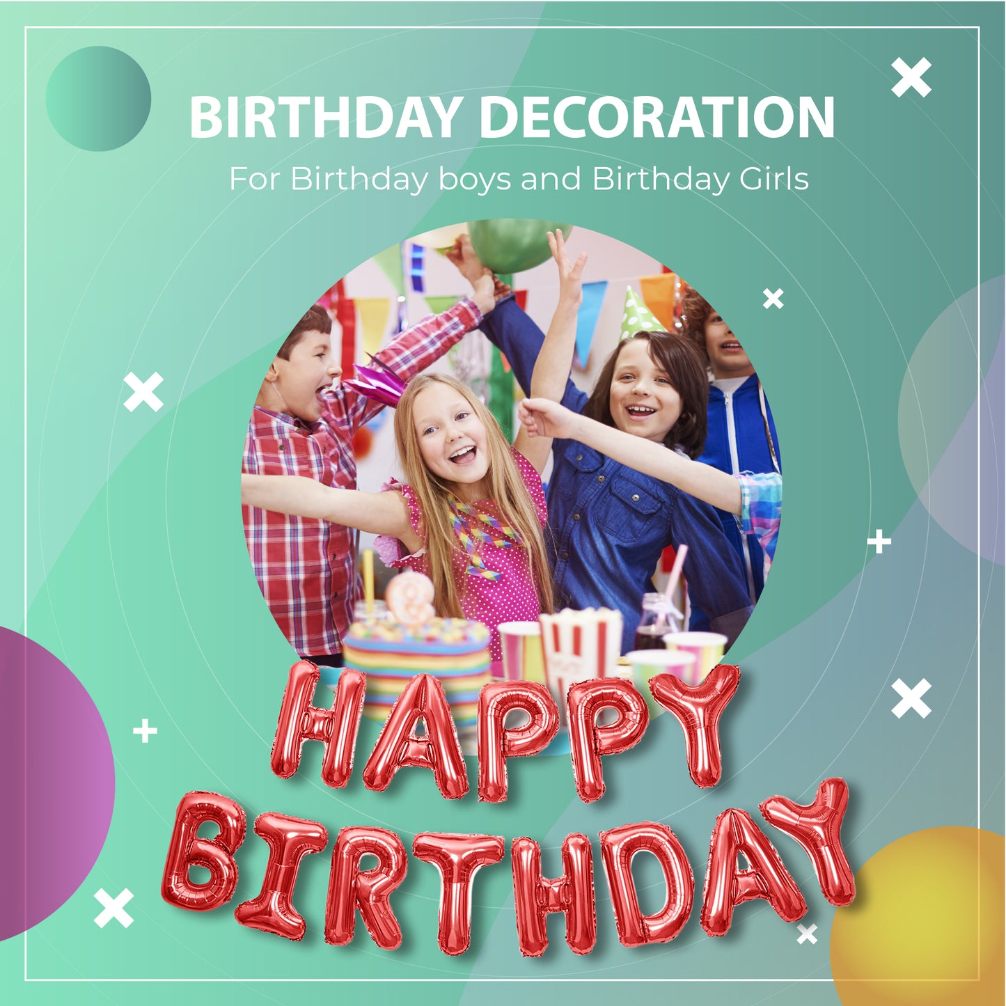 Happy Birthday Banner 3D Baloon (3D Red) - FLANCCI