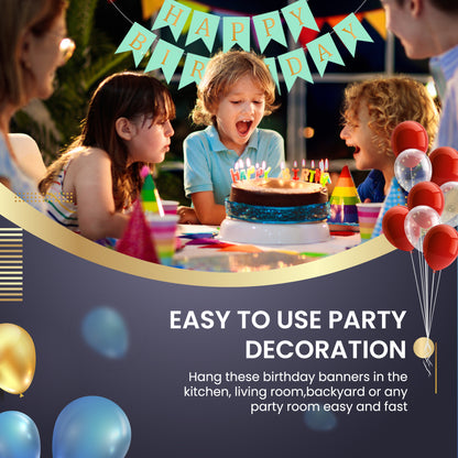 Happy Birthday Banner Backdrop Turquoise - FLANCCI