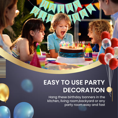 Happy Birthday Banner Backdrop Turquoise - FLANCCI