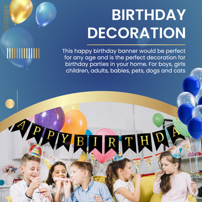 Happy Birthday Banner Backdrop Black - FLANCCI