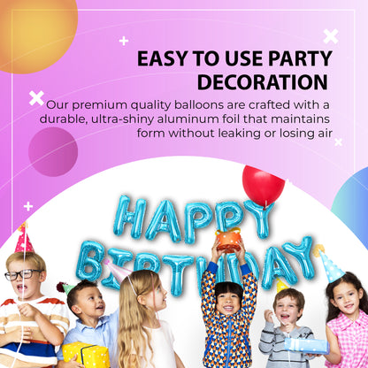 Happy Birthday Banner 3D Balloon (3D Blue) - FLANCCI