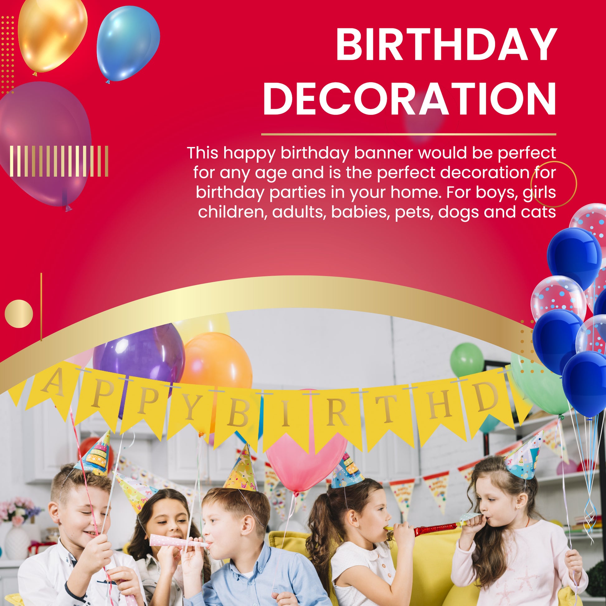 Happy Birthday Banner Backdrop Yellow - FLANCCI