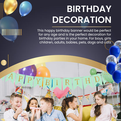Happy Birthday Banner Backdrop Turquoise - FLANCCI