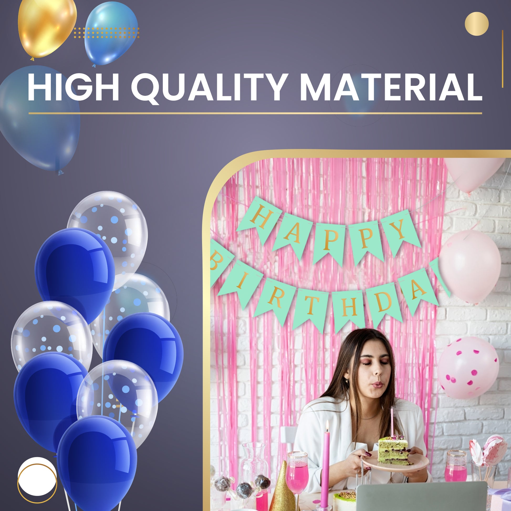Happy Birthday Banner Backdrop Turquoise - FLANCCI