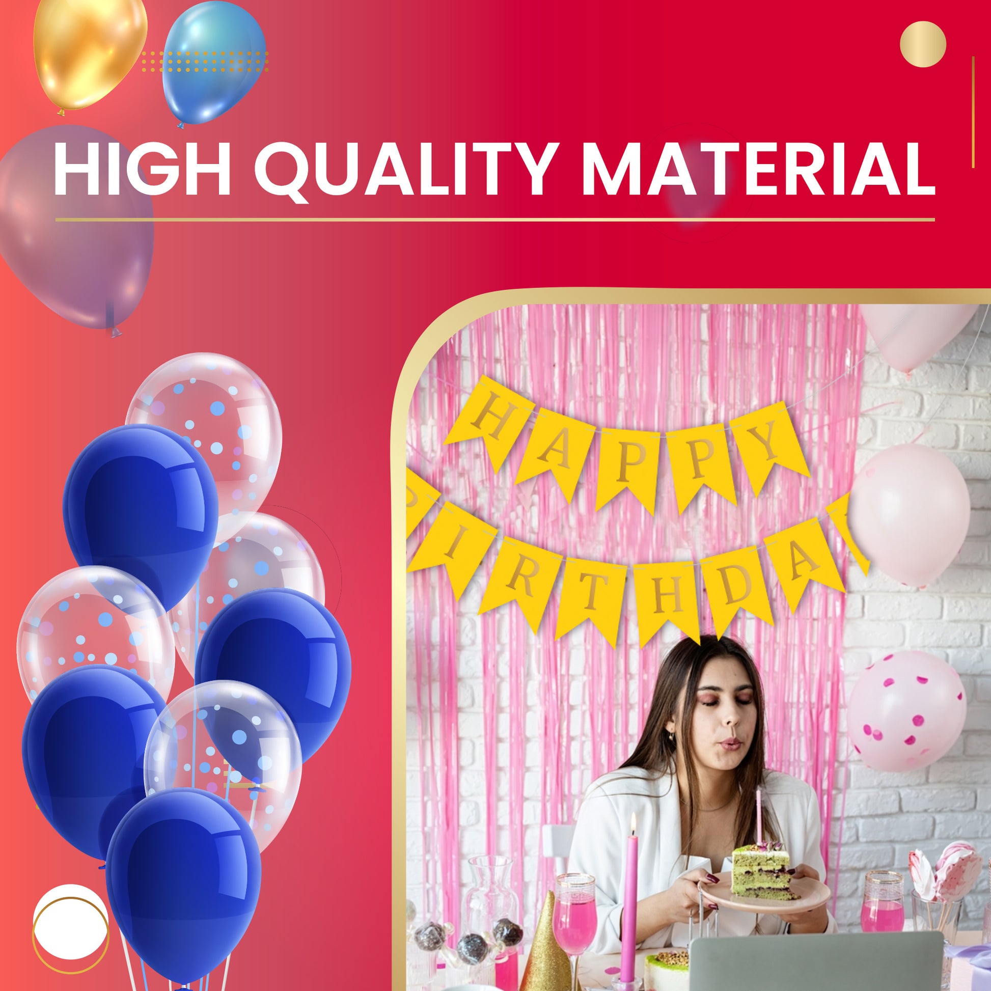 Happy Birthday Banner Backdrop Yellow - FLANCCI