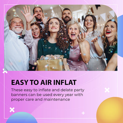 Happy Birthday Banner 3D Balloon (3D Blue) - FLANCCI
