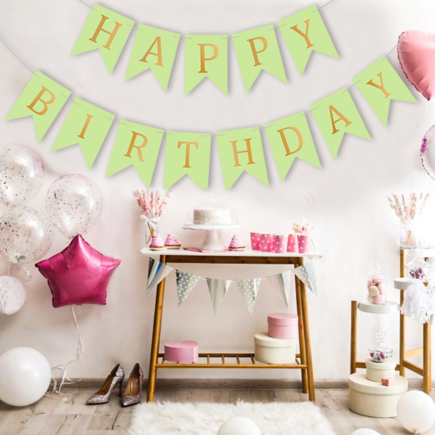 Happy Birthday Banner Backdrop Green - FLANCCI