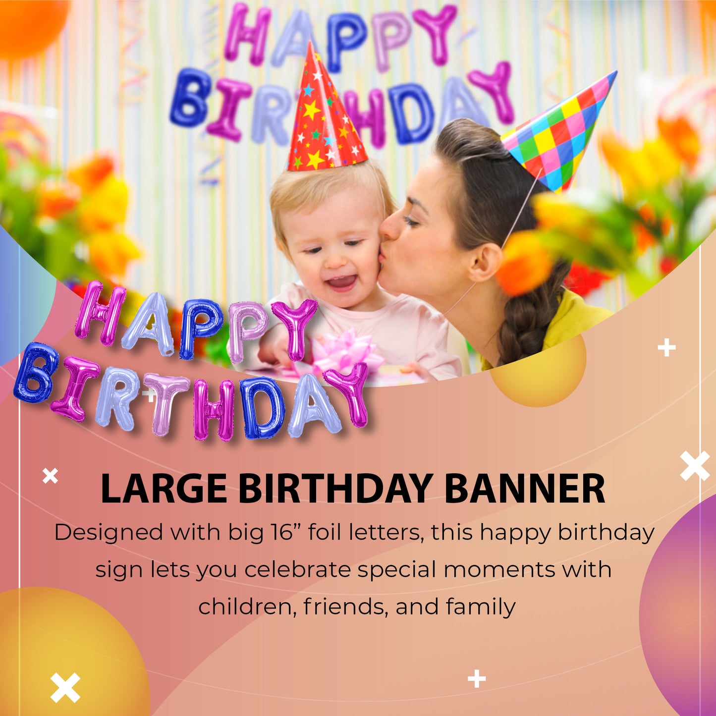 Happy Birthday Banner 3D Baloon (3D Purple) - FLANCCI