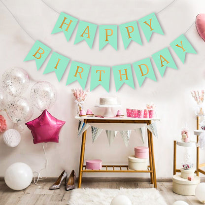 Happy Birthday Banner Backdrop Turquoise - FLANCCI
