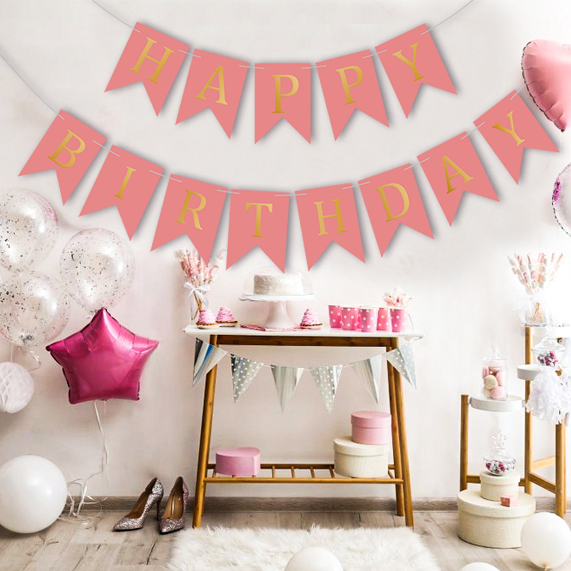 Happy Birthday Banner Backdrop Pink - FLANCCI