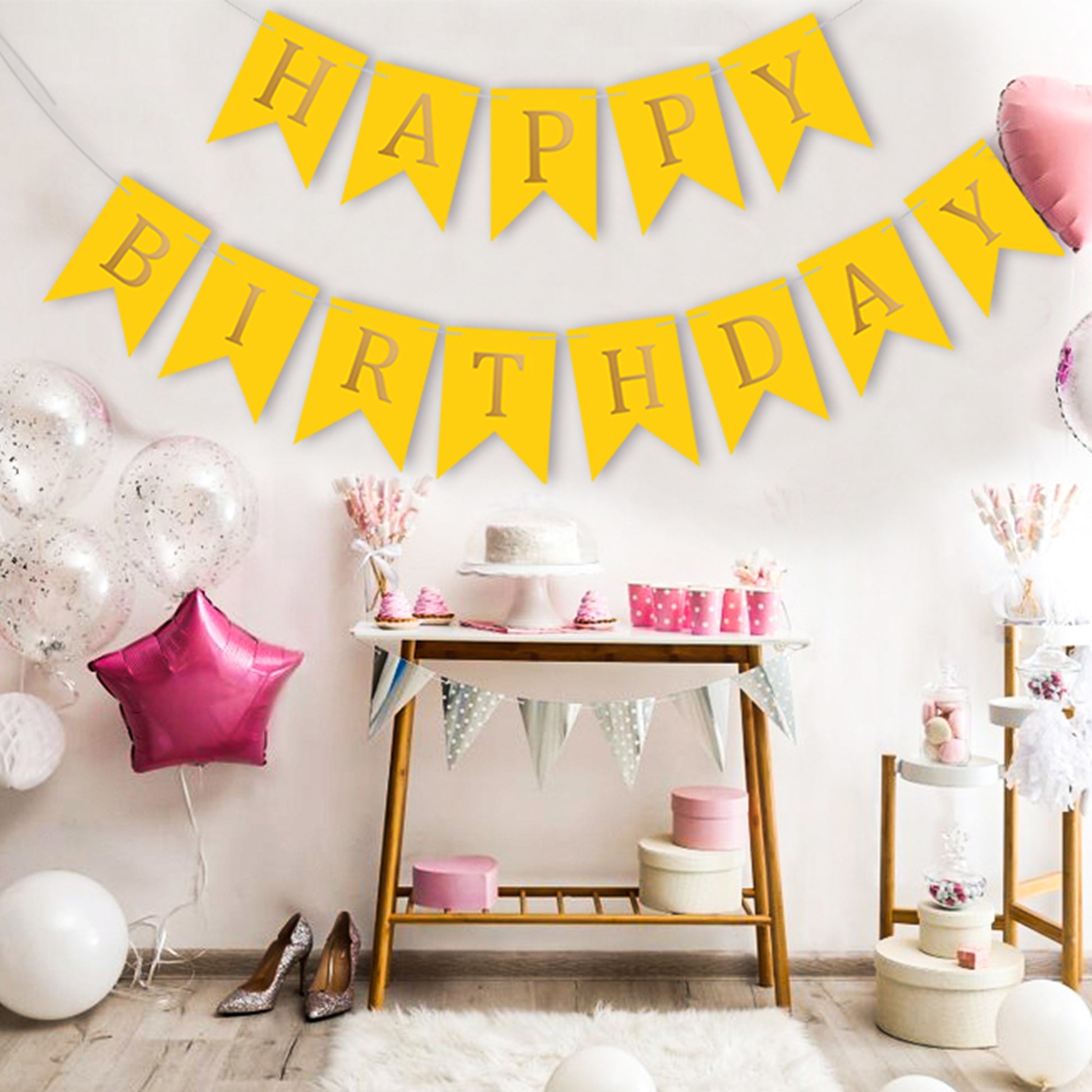 Happy Birthday Banner Backdrop Yellow - FLANCCI