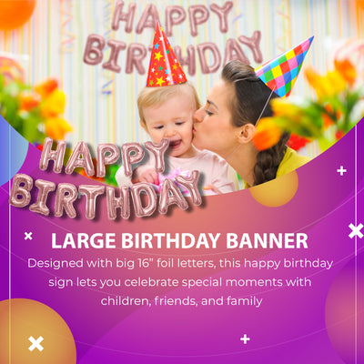 Happy Birthday Banner 3D Balloon (3D Bronze) - FLANCCI