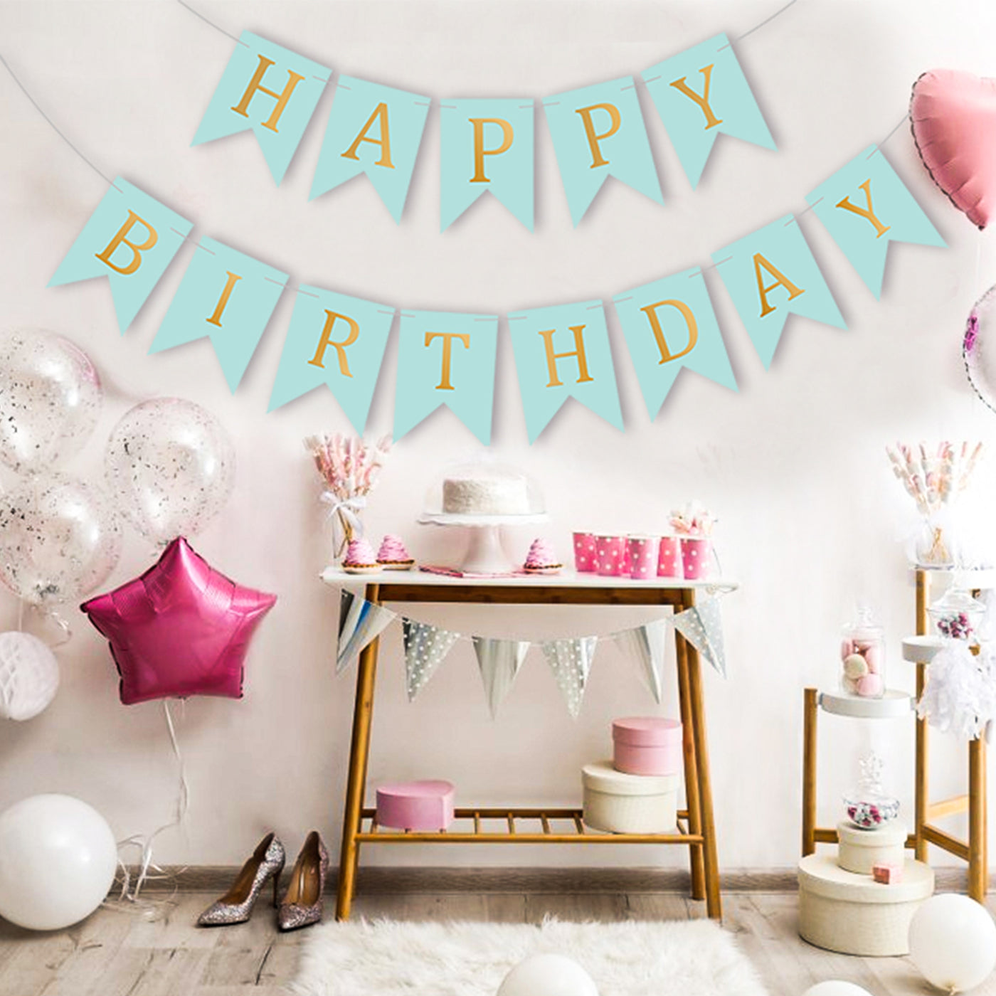 Happy Birthday Banner Backdrop Blue - FLANCCI
