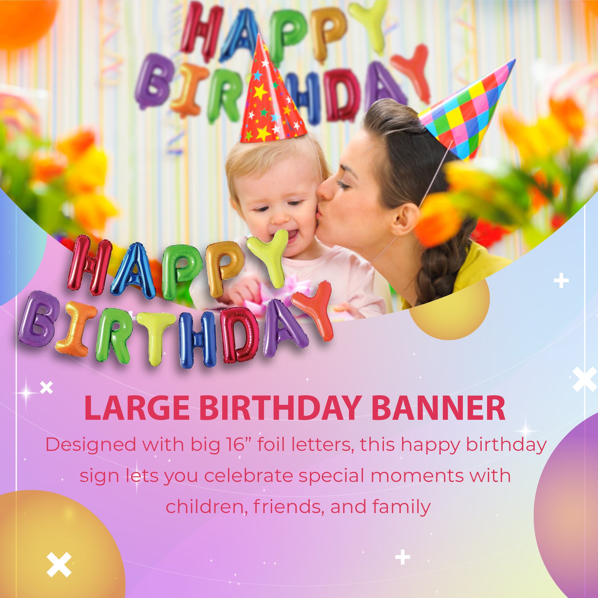 Happy Birthday Banner 3D Balloon (3D Rainbow) - FLANCCI