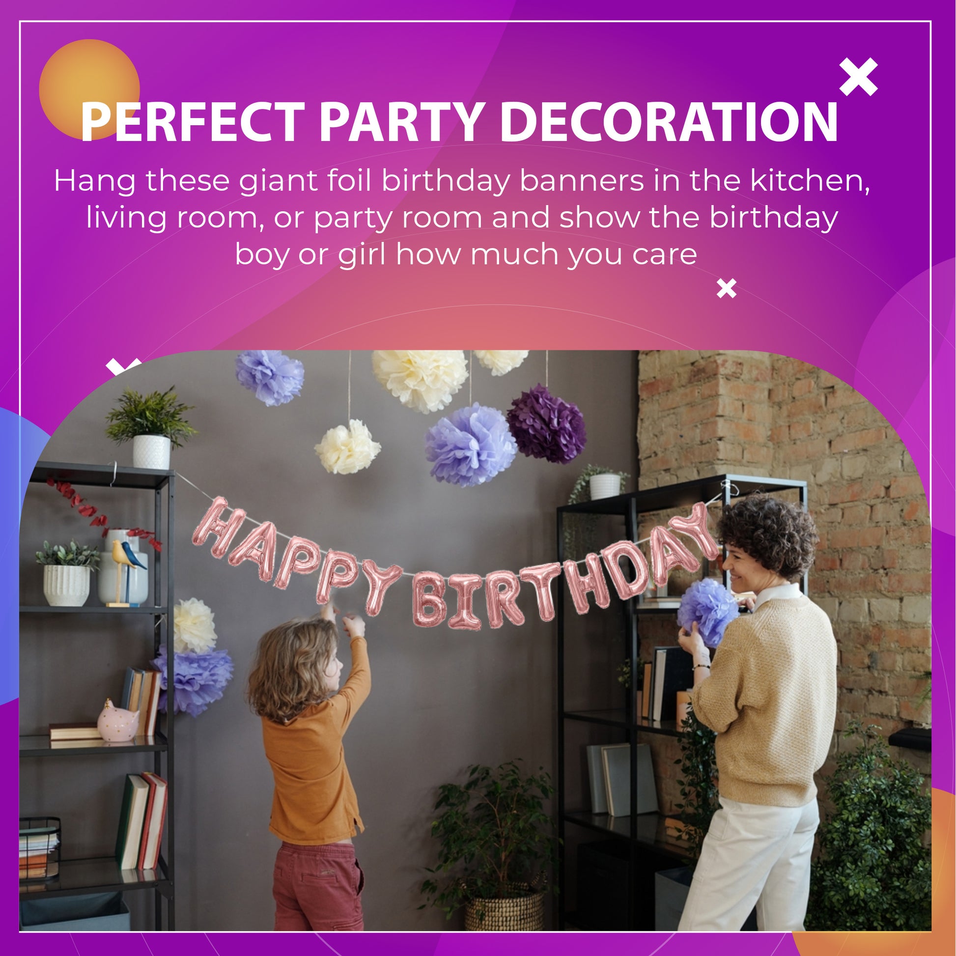 Happy Birthday Banner 3D Balloon (3D Bronze) - FLANCCI