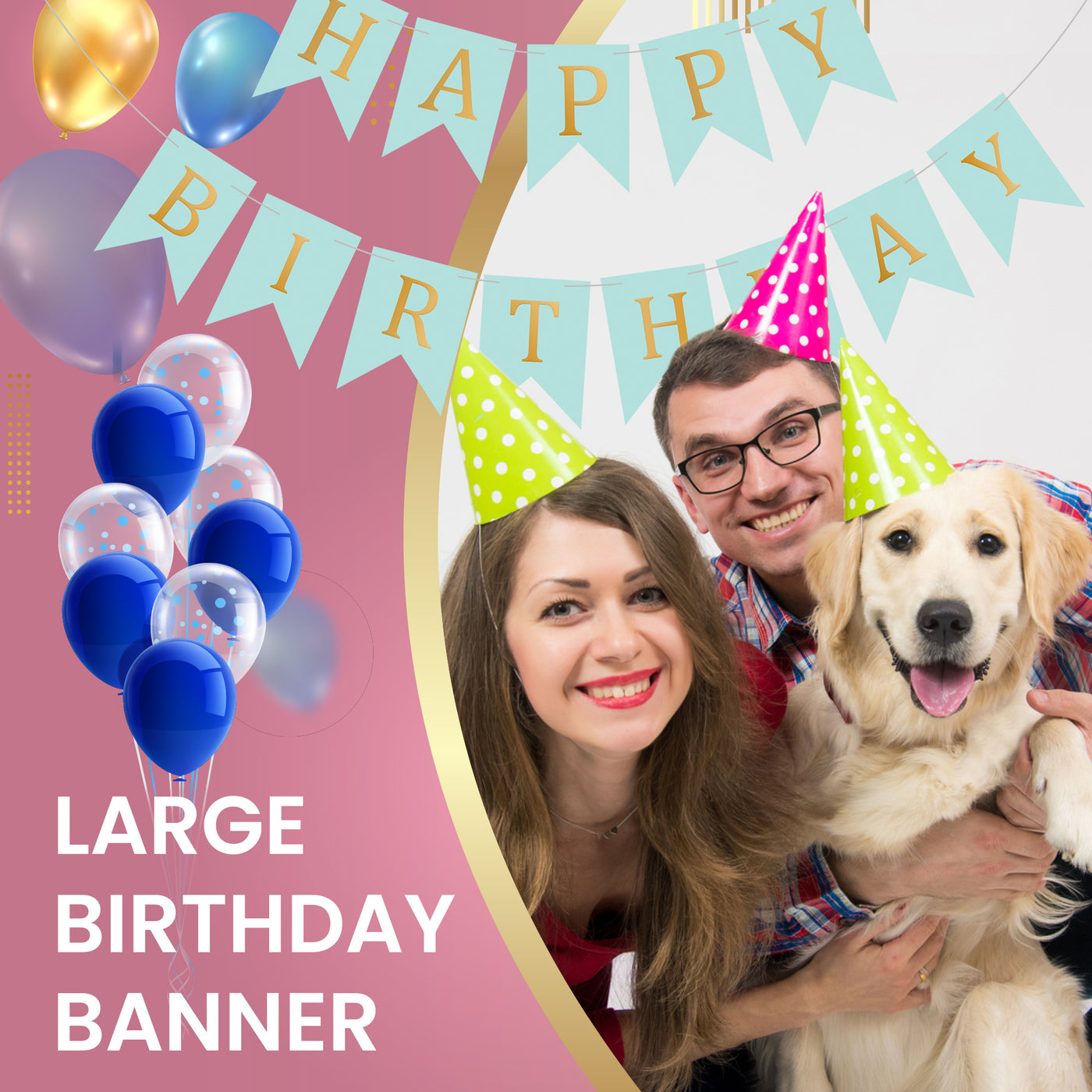 Happy Birthday Banner Backdrop Blue - FLANCCI